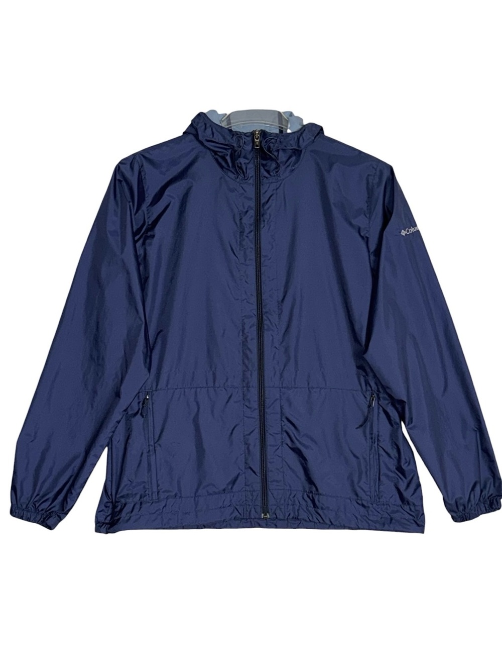 COLUMBIA Women’s Lightweight Hooded Windbreaker Rain Jacket Zip Up Size Large